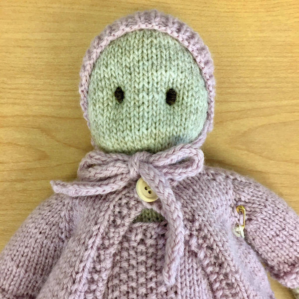 Frankie Folk | NZ Hand Knitted | Oatmeal with Removable Pink Clothing